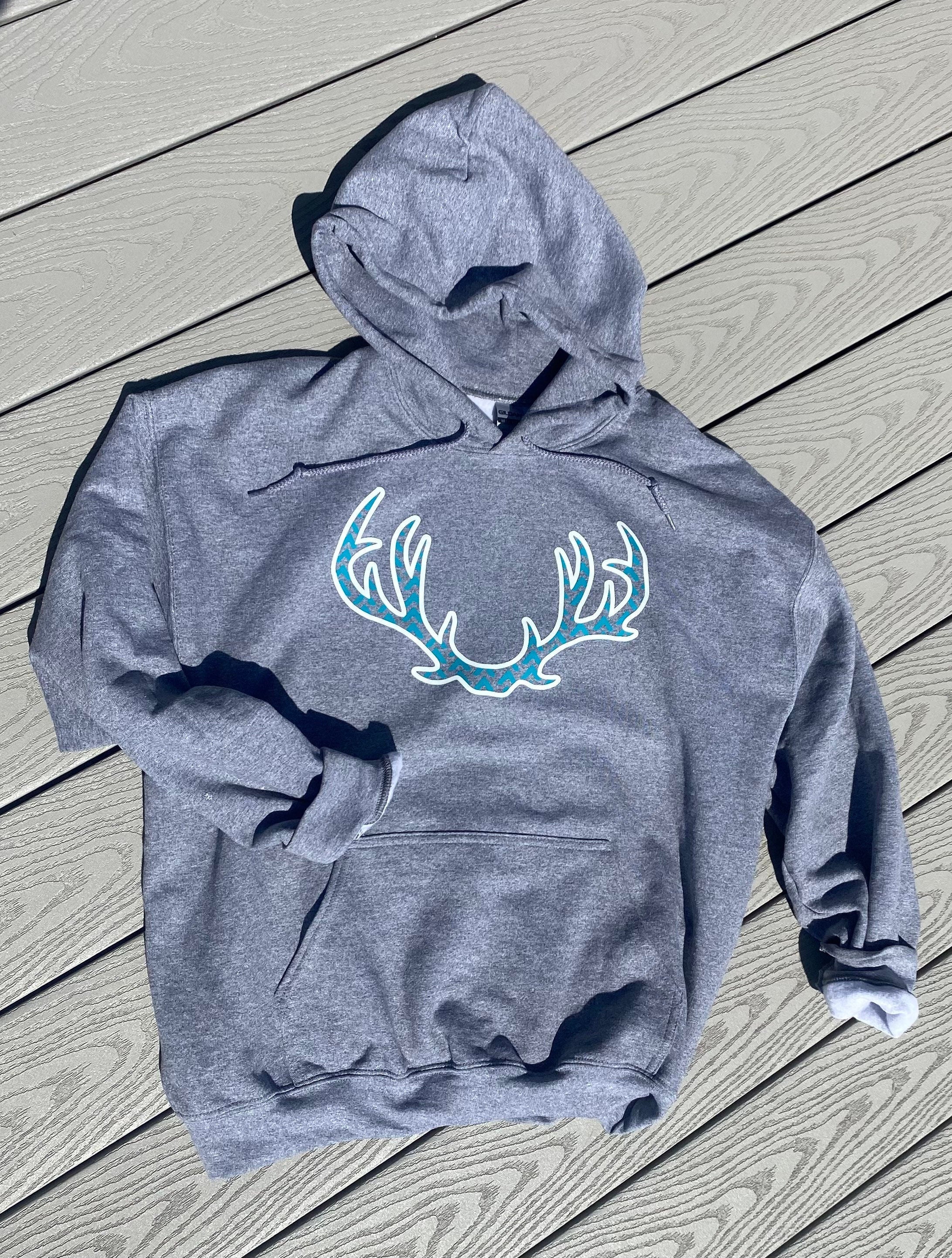 Antler Teal Design Hooded Sweatshirt