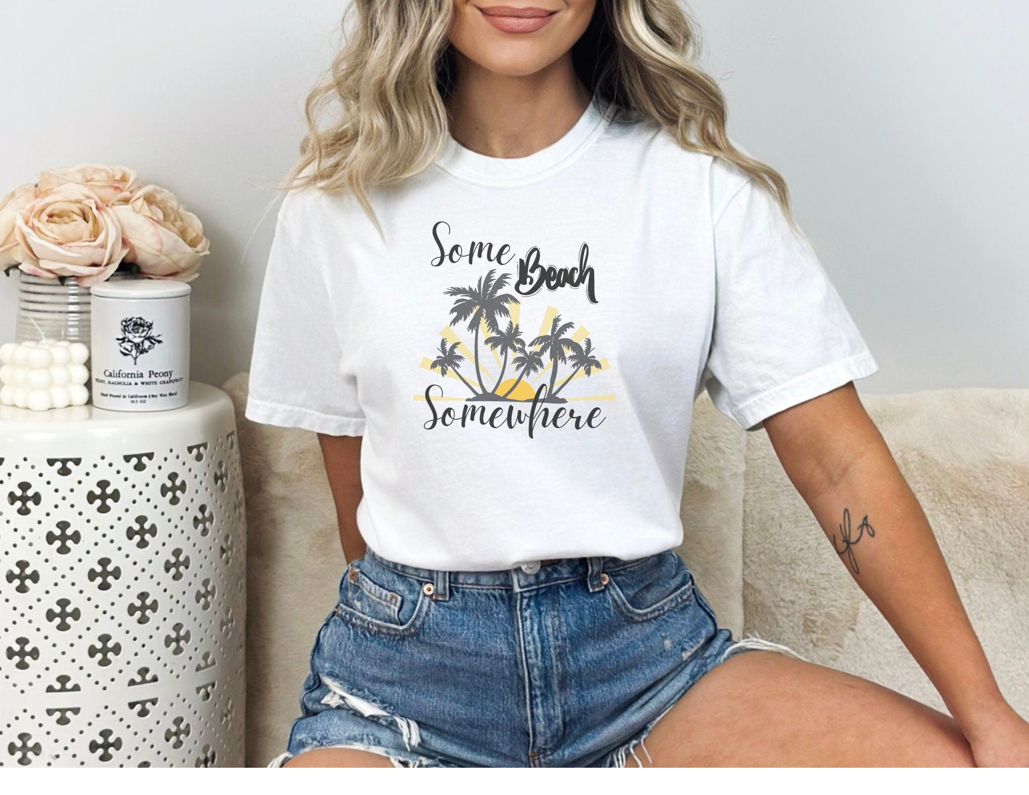 Some Beach Somewhere White Country Beach Tshirt
