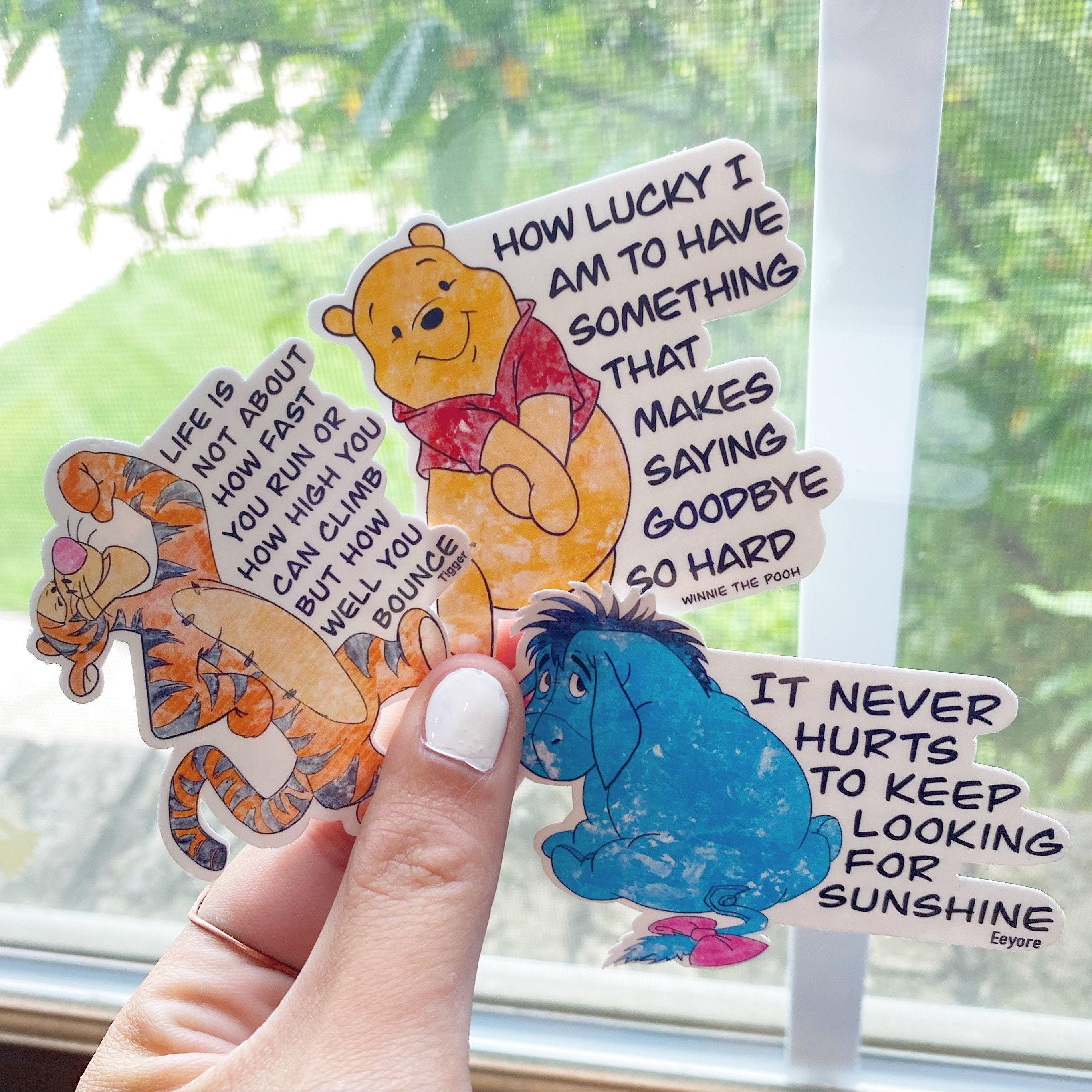 Winnie the Pooh, Tigger, Eeyore, Piglet and Roo Quote Stickers For Laptop, Bottle, Hydroflask, Phone, Hard Hat, Toolbox