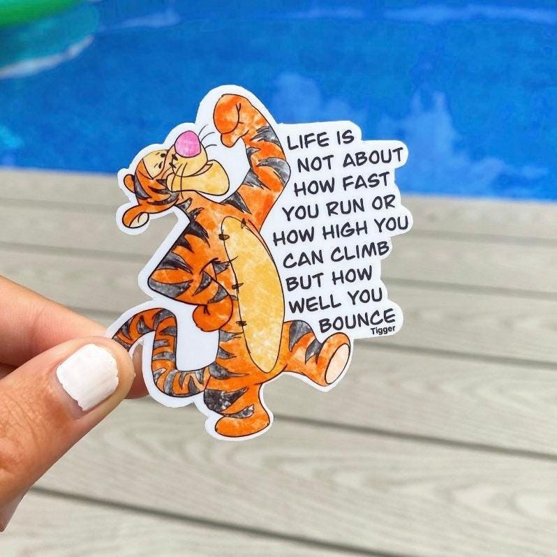 Winnie the Pooh, Tigger, Eeyore, Piglet and Roo Quote Stickers For Laptop, Bottle, Hydroflask, Phone, Hard Hat, Toolbox