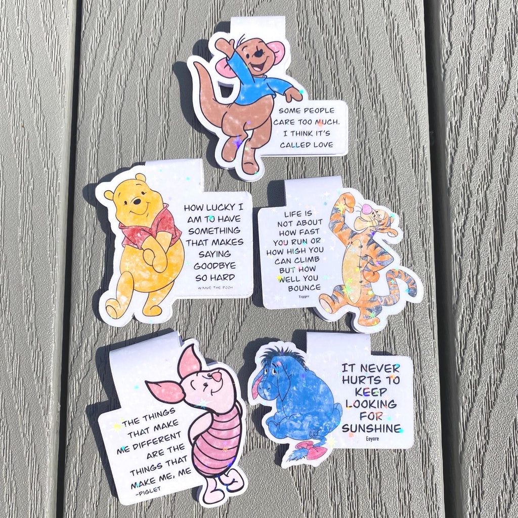 Winnie the Pooh, Tigger, Eeyore, Roo, and Piglet Quote Bookmarks, Magnetic Bookmark, Planner Reading Accessory, Cute Bookmark, Cute gift