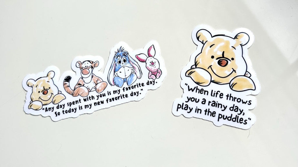 Winnie the Pooh, Tigger, Eeyore, Piglet Quote Stickers For Laptop, Bottle, Hydroflask, Phone, Hard Hat, Toolbox