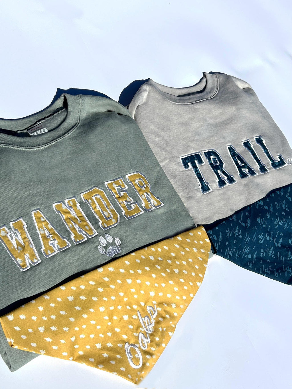 TRAIL Sweatshirt and Matching Bandana Set – Custom Embroidered Trail Sweatshirt + Dog Bandana | Adventure Dog Outfit | Gift for Dog Lovers